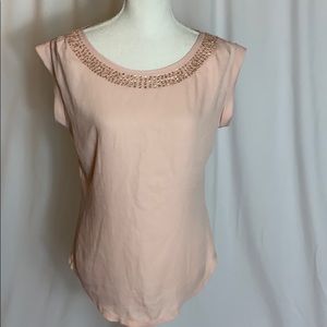 Worthington NWOT sequin embellished neck blouse